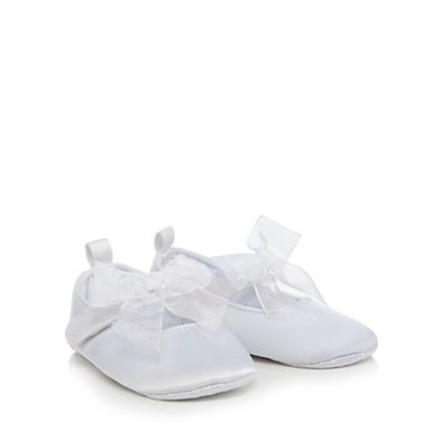 White silk bow ballet pumps